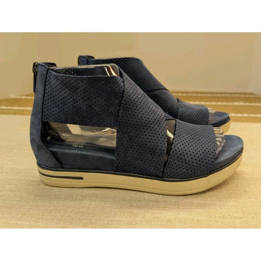 EILEEN FISHER 7 Sport Sandal In Blue Perforated Suede